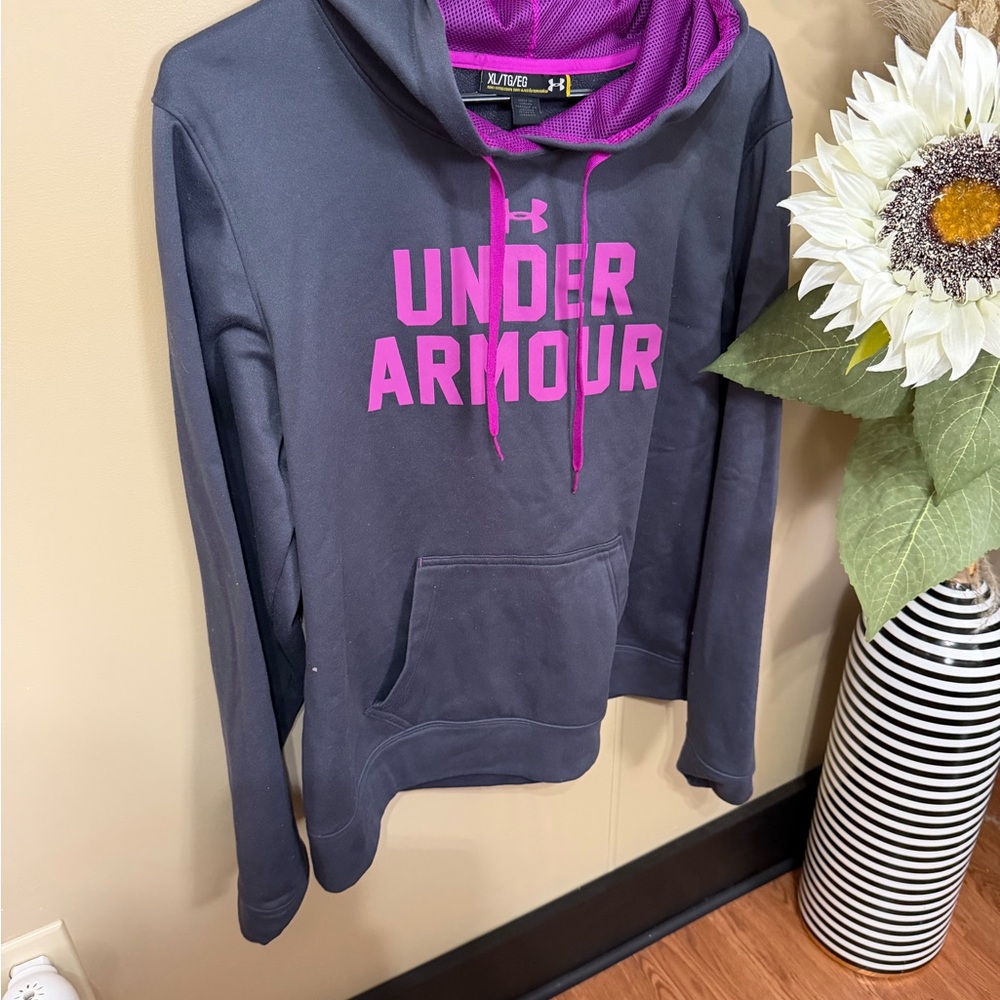 Under Armour Charcoal Hoodie with Magenta Accents